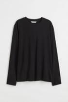 H & M - Long-sleeved Cotton Jersey Top - Black