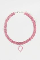 H & M - Short Rhinestone Necklace - Pink
