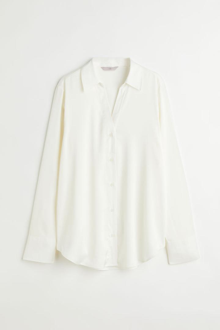 H & M - V-neck Blouse - White