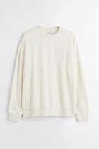 H & M - Relaxed Fit Terry Sweatshirt - White