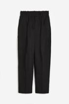 H & M - Tapered Linen-blend Pants - Black