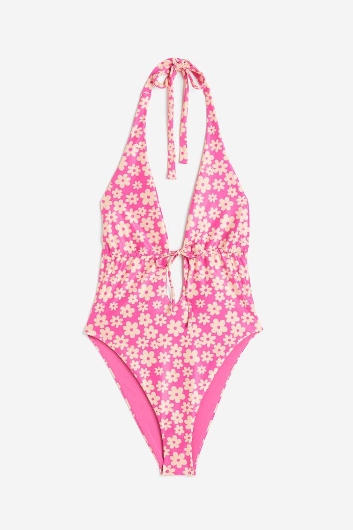 H & M - High Leg Swimsuit - Pink