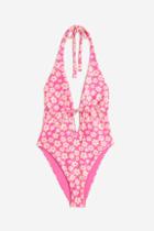 H & M - High Leg Swimsuit - Pink