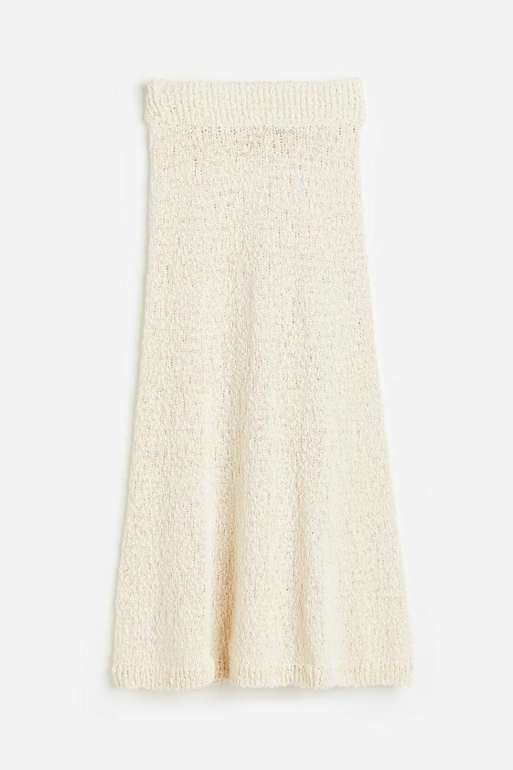 H & M - Flared Textured-knit Skirt - White
