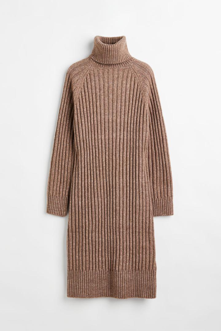 H & M - Turtleneck Dress - Brown
