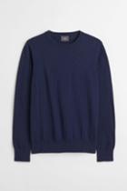 H & M - Slim Fit Fine-knit Cotton Sweater - Blue