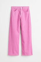 H & M - Wide Fit High Twill Pants - Pink
