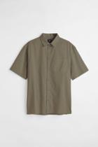 H & M - Relaxed Fit Short-sleeved Shirt - Green