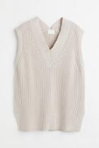 H & M - Rib-knit Sweater Vest - Beige