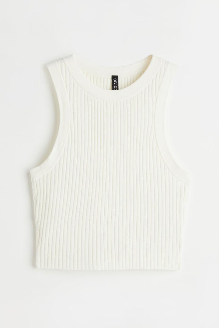 H & M - Rib-knit Sweater Vest - White