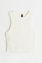 H & M - Rib-knit Sweater Vest - White