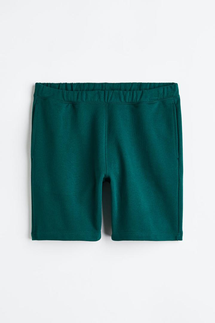 H & M - Relaxed Fit Cotton Jogger Shorts - Green