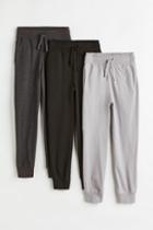 H & M - 3-pack Cotton Jersey Joggers - Gray