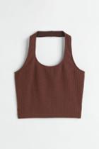 H & M - Rib-knit Halterneck Top - Brown