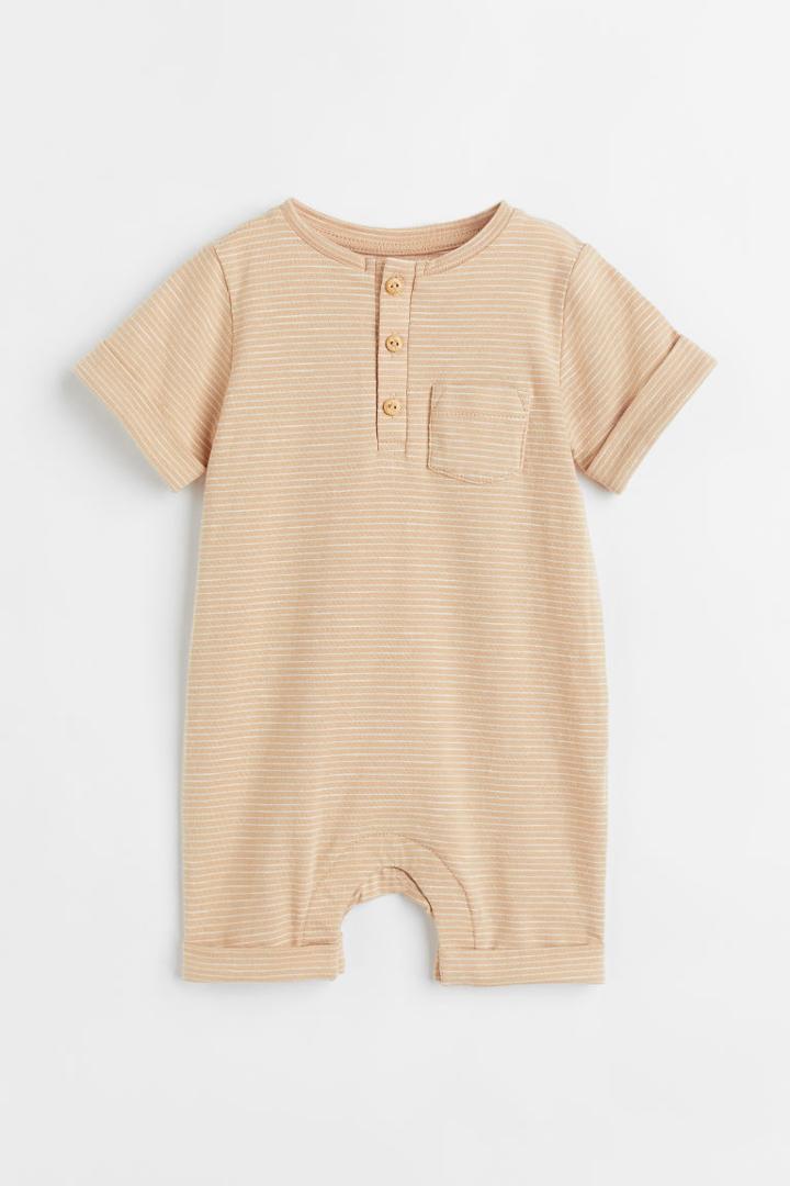 H & M - Cotton Romper - Beige