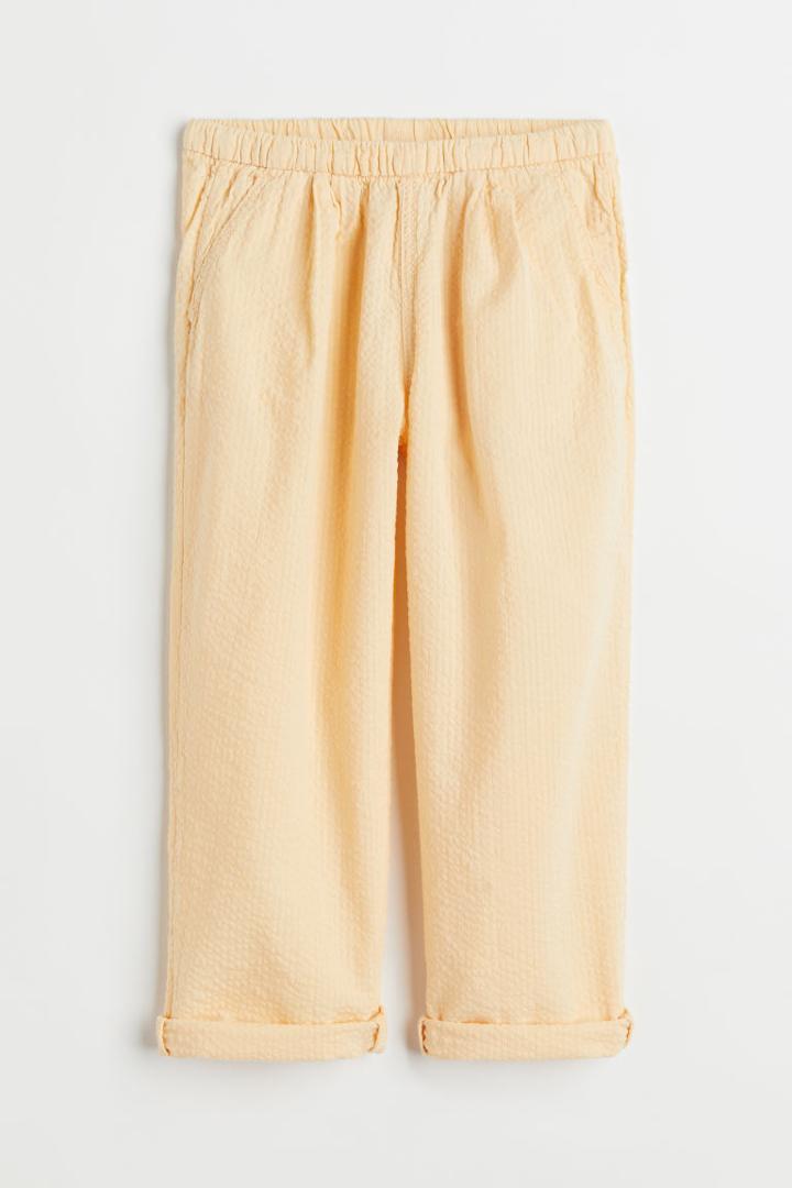 H & M - Loose Fit Seersucker Pants - Beige