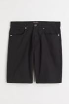 H & M - Slim Fit Cotton Twill Shorts - Black