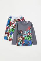 H & M - 2-pack Printed Cotton Jersey Shirts - Gray