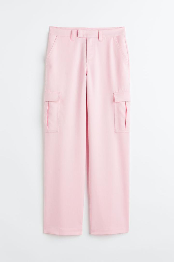 H & M - Straight Cargo Pants - Pink