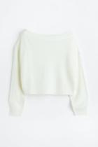 H & M - Off-the-shoulder Rib-knit Sweater - White
