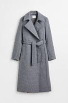 H & M - Tie Belt Coat - Gray