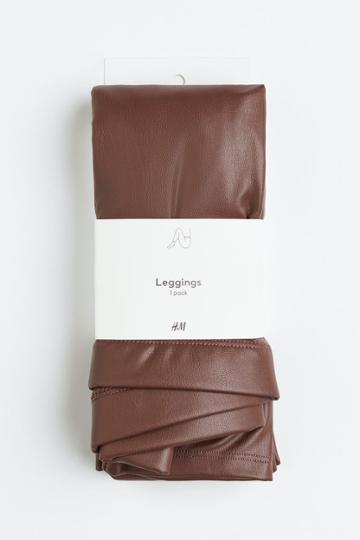 H & M - Faux Leather Leggings - Beige