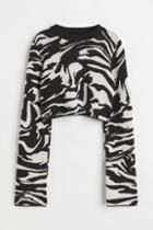 H & M - Jacquard-knit Crop Sweater - Black