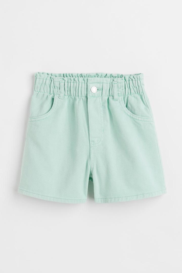 H & M - Relaxed Fit Twill High Shorts - Green