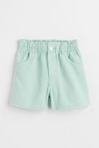H & M - Relaxed Fit Twill High Shorts - Green