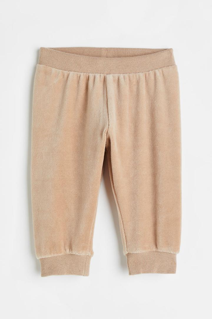 H & M - Velour Joggers - Brown