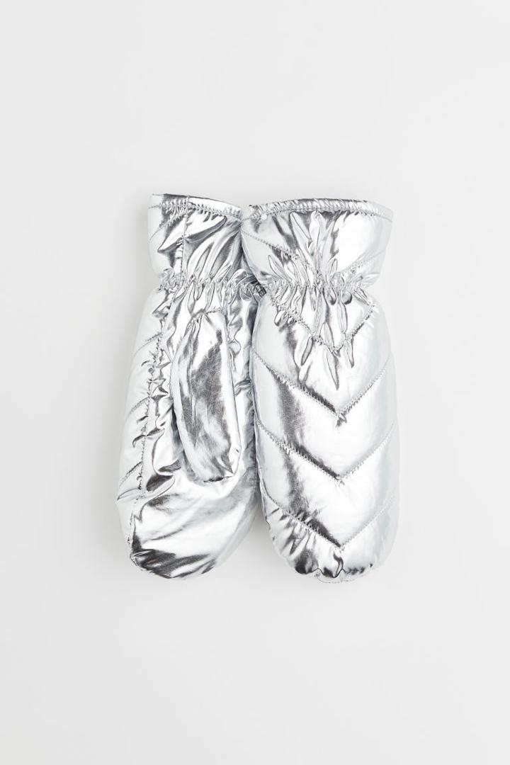 H & M - Padded Mittens - Silver