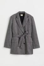 H & M - Long Double-breasted Jacket - Black