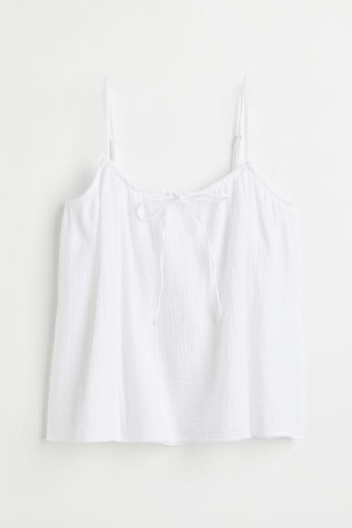 H & M - H & M+ Bow-detail Camisole Top - White