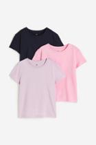 H & M - 3-pack Cotton Tops - Purple