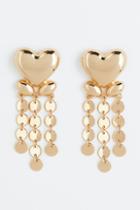 H & M - Heart-shaped Pendant Earrings - Gold