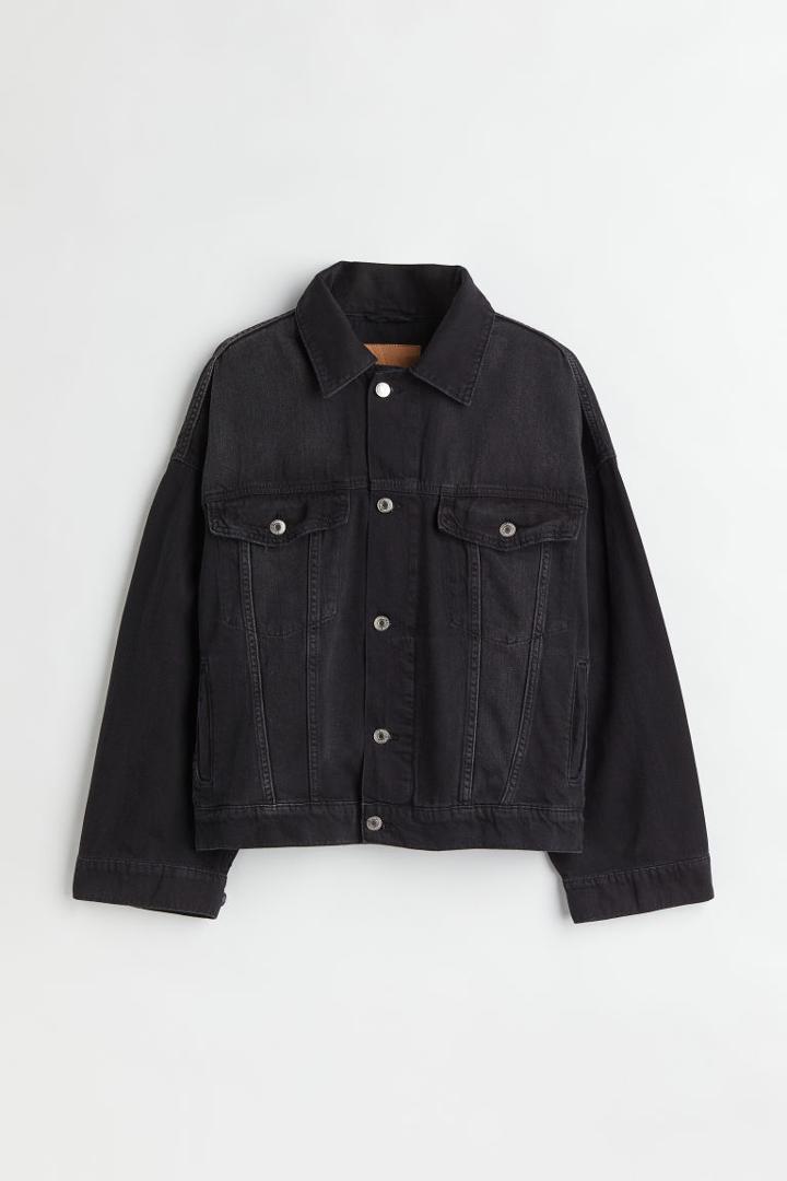 H & M - Oversized Denim Jacket - Black