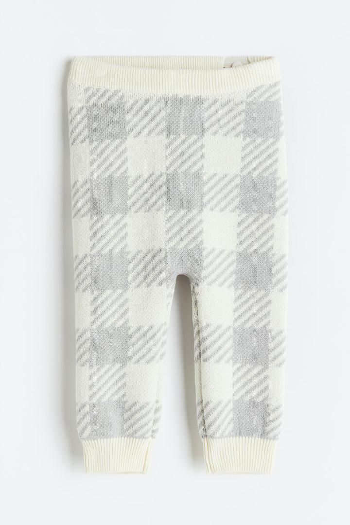 H & M - Jacquard-knit Cotton Leggings - Gray