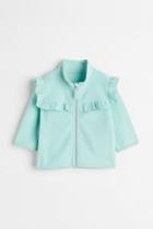 H & M - Patterned Fleece Jacket - Turquoise
