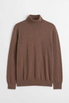 H & M - Slim Fit Fine-knit Turtleneck Sweater - Beige