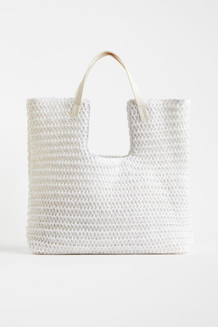 H & M - Large Straw Shopper - White