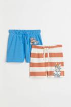 H & M - 2-pack Printed Jersey Shorts - Blue