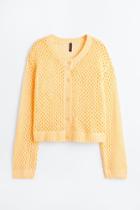 H & M - Hole-knit Cardigan - Beige