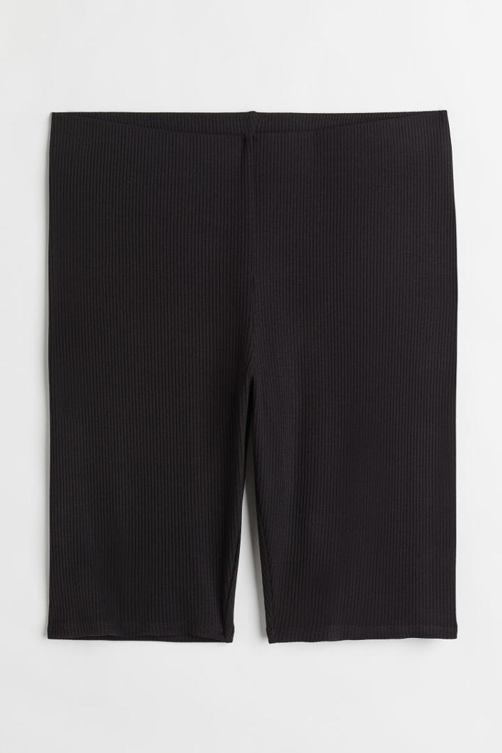 H & M - H & M+ Ribbed Bike Shorts - Black