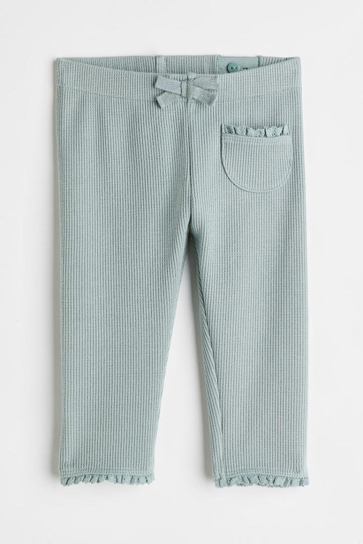H & M - Waffled Jersey Leggings - Green