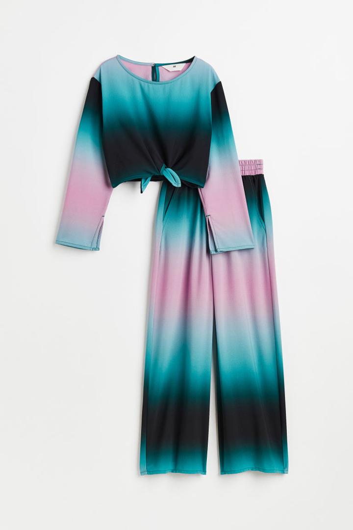 H & M - 2-piece Crped Set - Turquoise