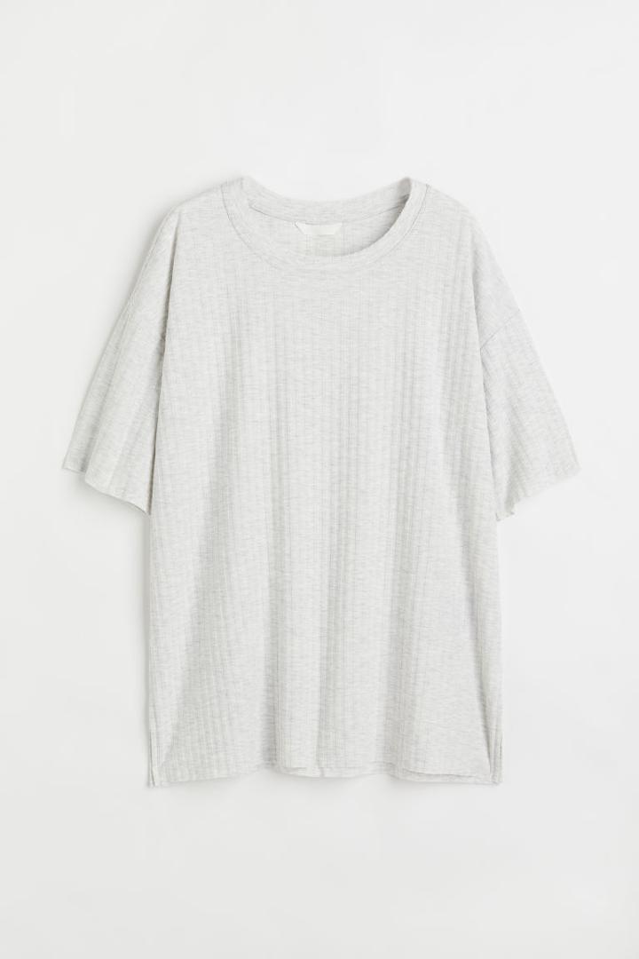 H & M - Ribbed T-shirt - Gray