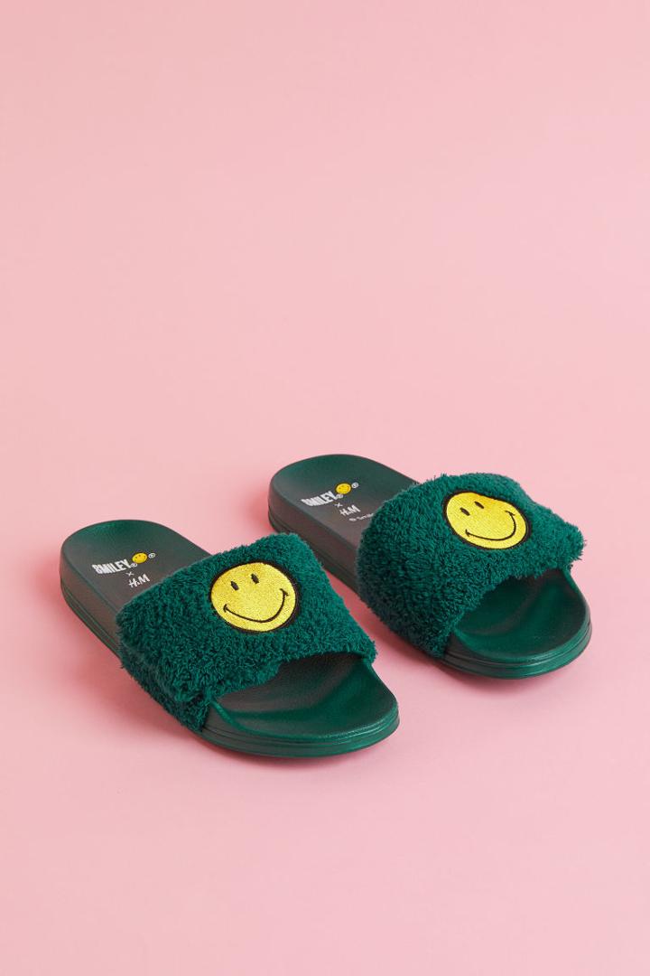 H & M - Terry Slides - Green