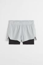 H & M - Regular Fit Double-layered Running Shorts - Gray
