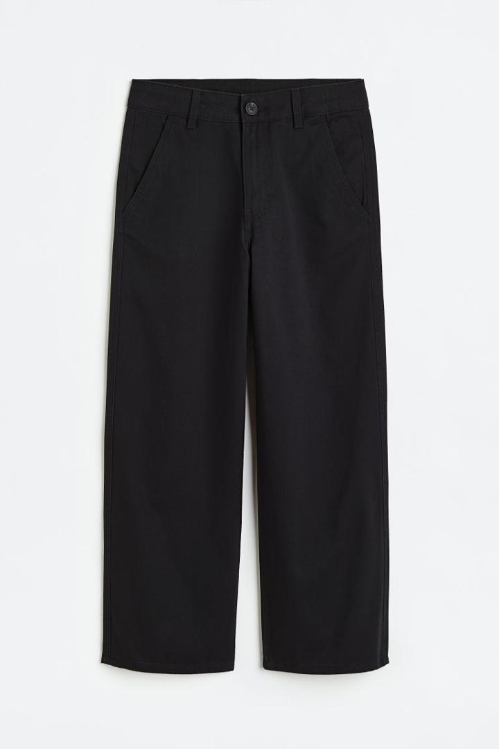 H & M - Baggy Fit Chinos - Black