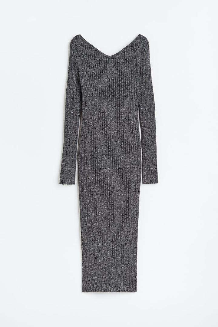 H & M - Rib-knit Bodycon Dress - Gray
